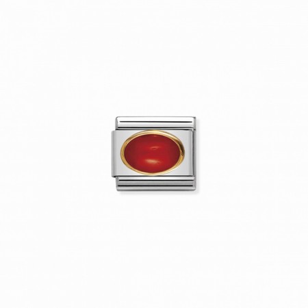 Nomination Gold Oval Red Coral Stone Composable Charm
